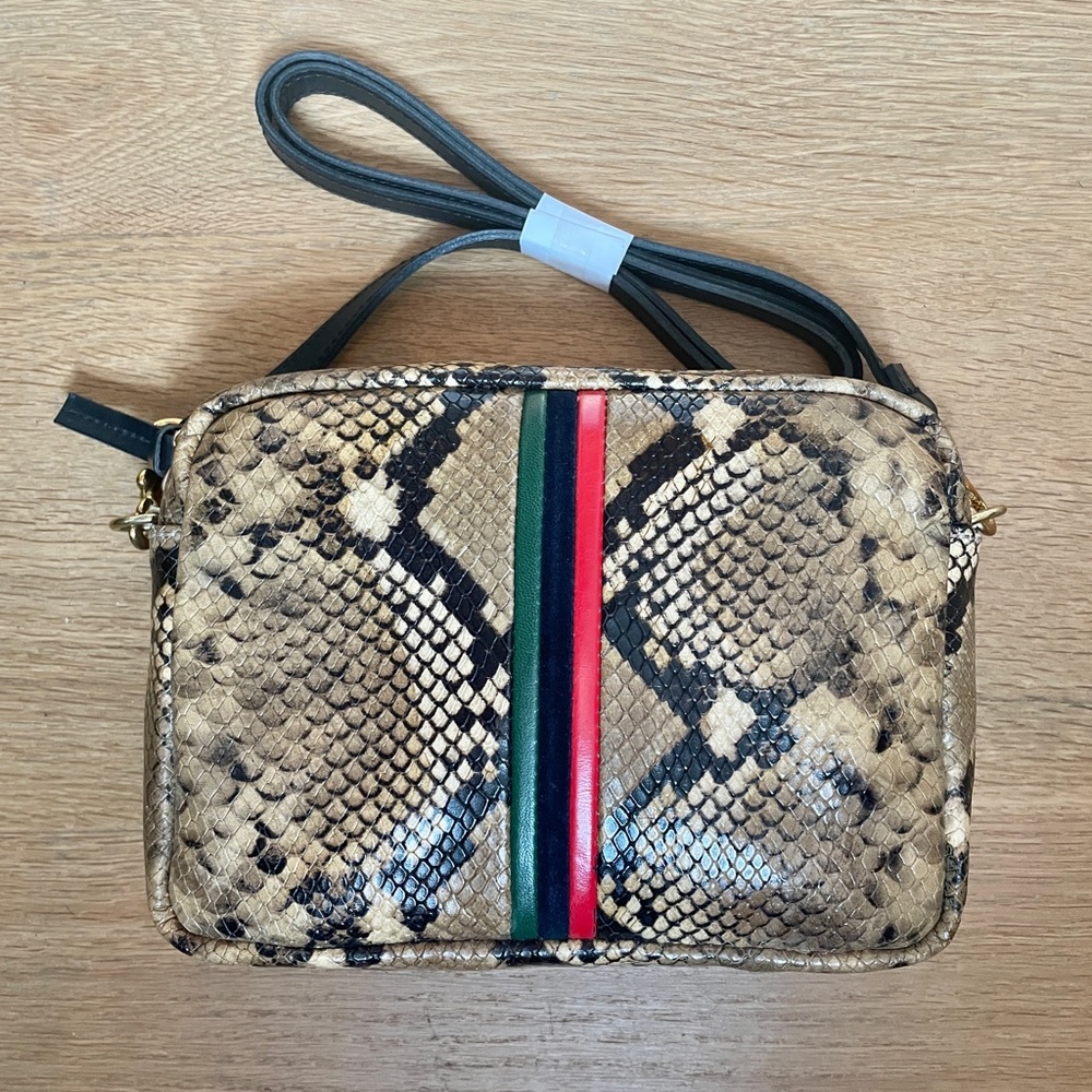 New With Tags Clare V. Snakeskin Embossed Midi Sac—Rare Color Combination!